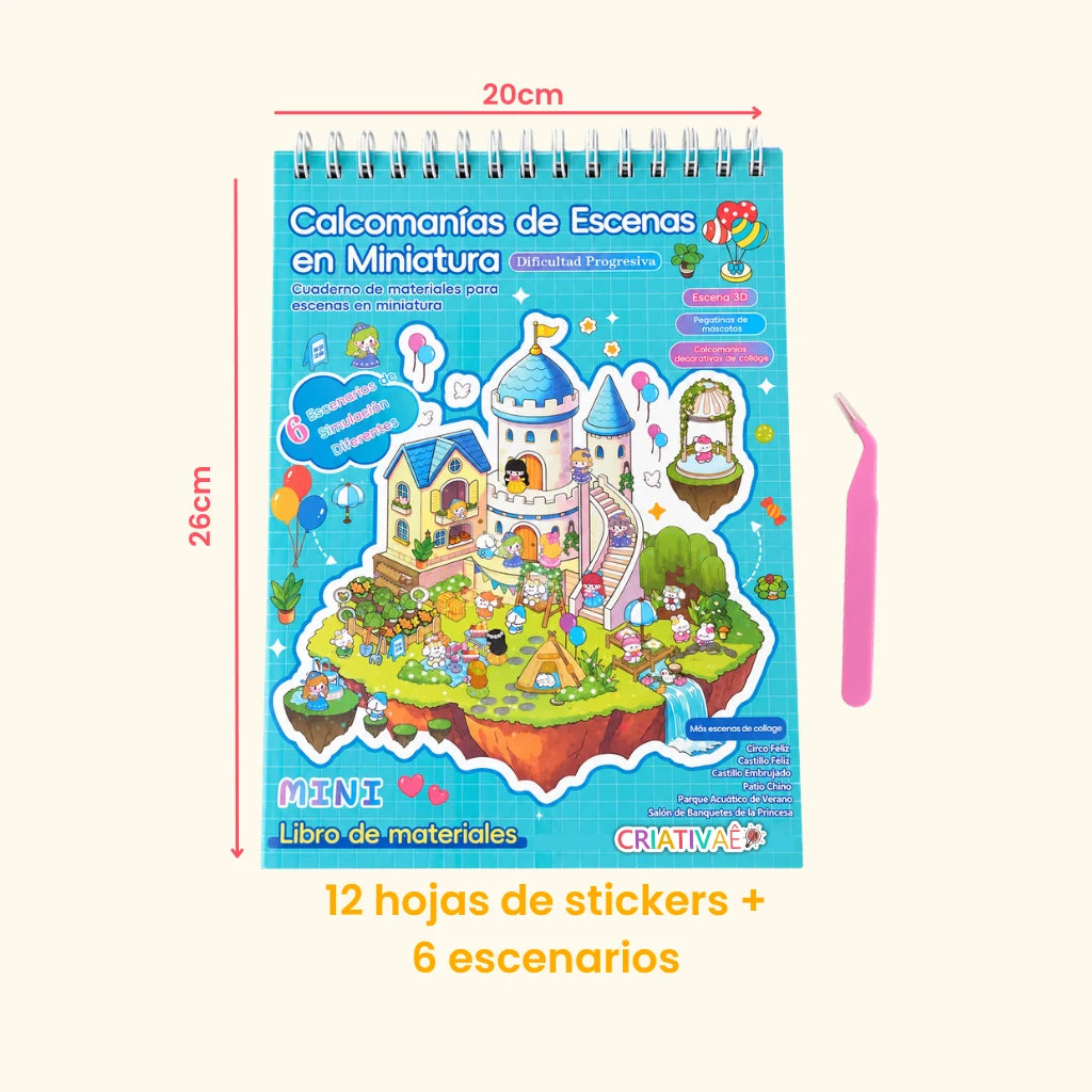Minimundo Criativae - Libro de Pegatinas de Escenas 3D en Miniatura