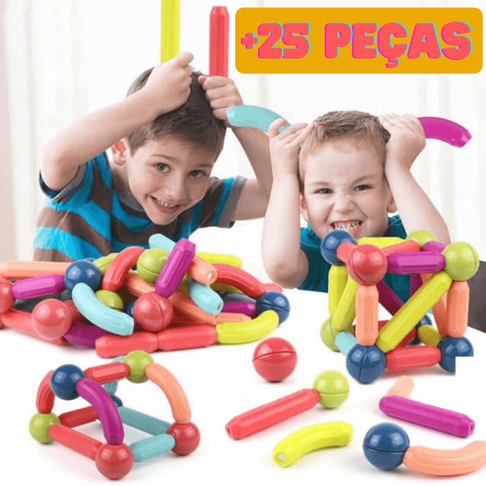 Magna Kids Criativae, 25 Piezas Extra de Bolas y Barras Magnéticas