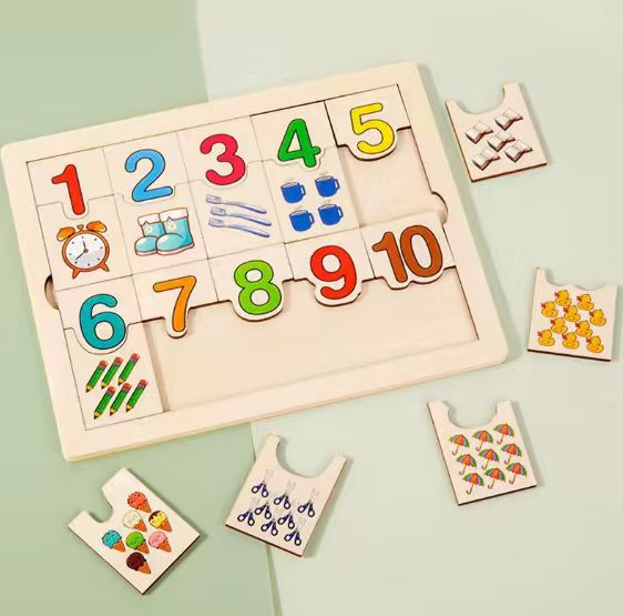 Rompecabezas Matemático Montessori de Madera para Niños - Tabla Logarítmica de Emparejar para Juego y Aprendizaje Educativo