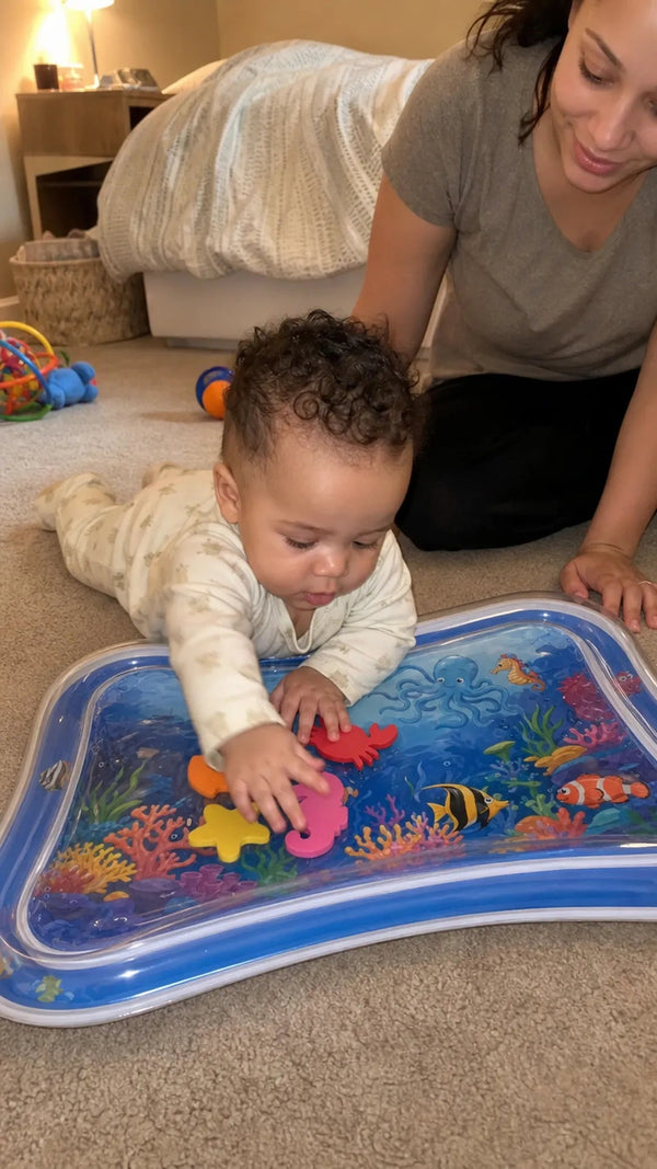 Tapete de Agua Criativae - Tapete Sensorial Inflable para Jugar Boca Abajo
