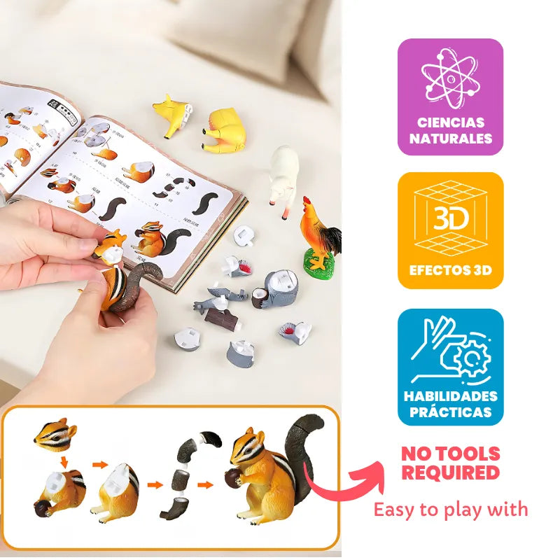 Kit de Rompecabezas 4D de Animales – Juguete Educativo para Armar 8 Animales o Insectos | CRIATIVAE