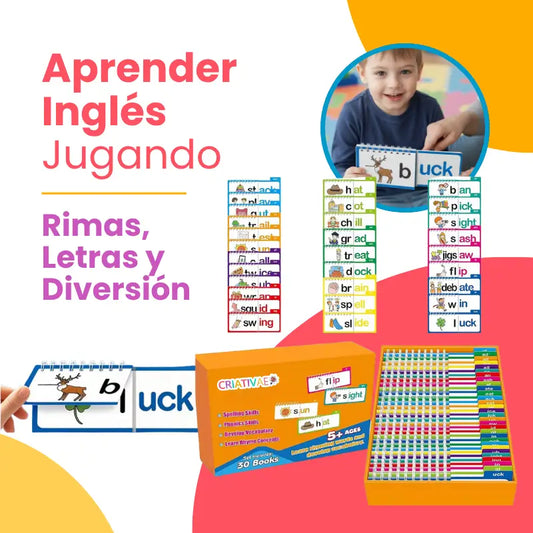 Libros Educativos Flip de Lectura y Rima Bilingüe para Niños – Aprender Inglés y Portugués | CRIATIVAE