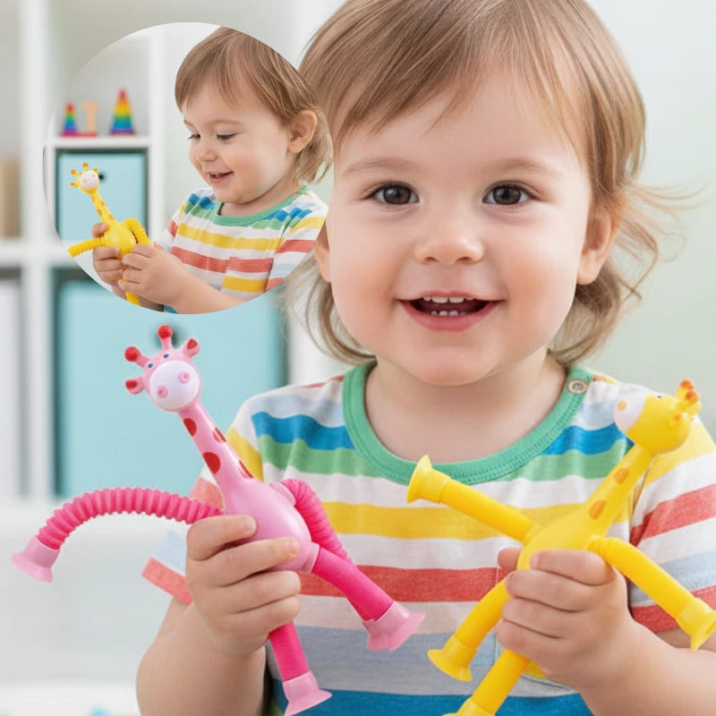 Set de 4 Jirafas Sensoriales con Ventosas y Tubos Telescópicos GiraEsticas | CRIATIVAE