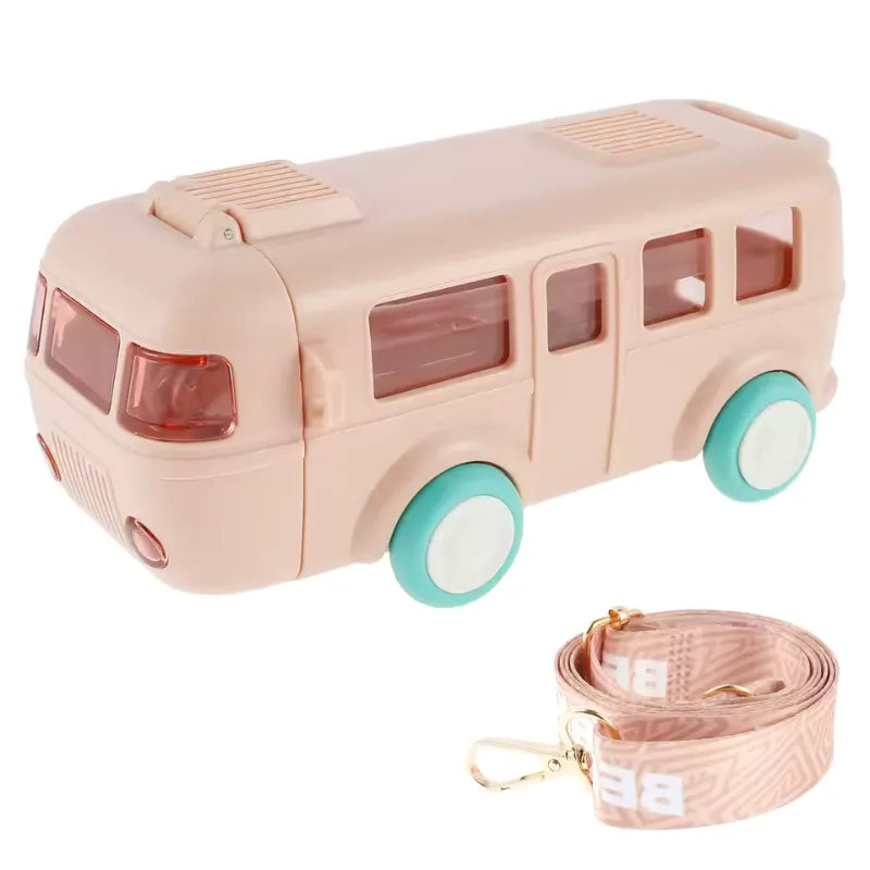 Botella Infantil con Correa Ajustable y Boquilla de Silicona | CRIATIVAE Kombi Rosa (500 ml)