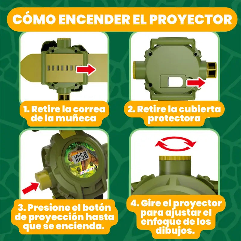 Reloj Proyector Infantil Dinosaurio 3 en 1 – Luz, Hora y Diversión | CRIATIVAE