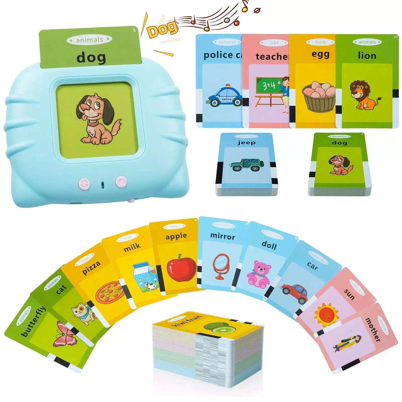 Card Kids Criativae - Tarjetas Parlantes Educativas - 224 Palabras en Inglés