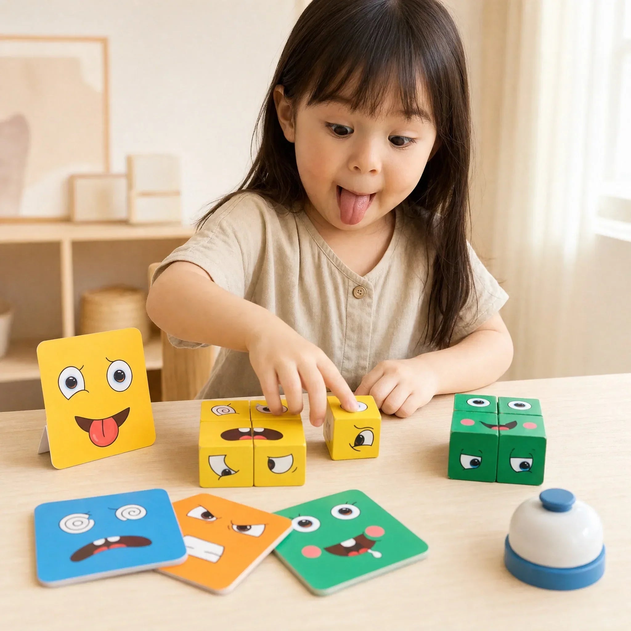 Cubo de Emociones Criativae - Juego de Madera para Nombrar lo que Siente