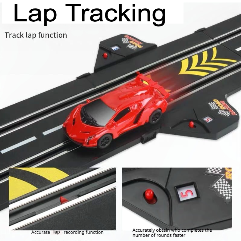 Juego de Pista de Carreras Dual-Mode: Eléctrico y Manual con Manivela