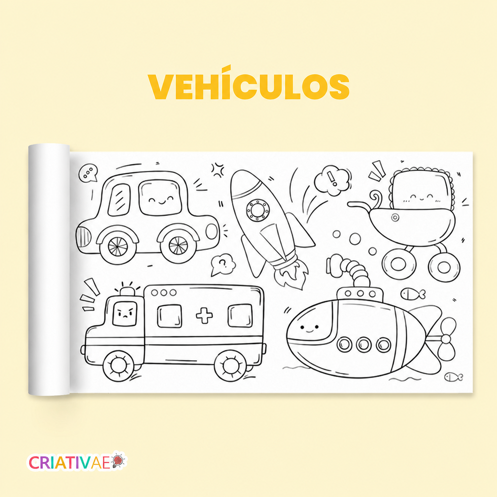 Rollo de Colorear Criativae - 3 Metros con Más de 1000 Dibujos