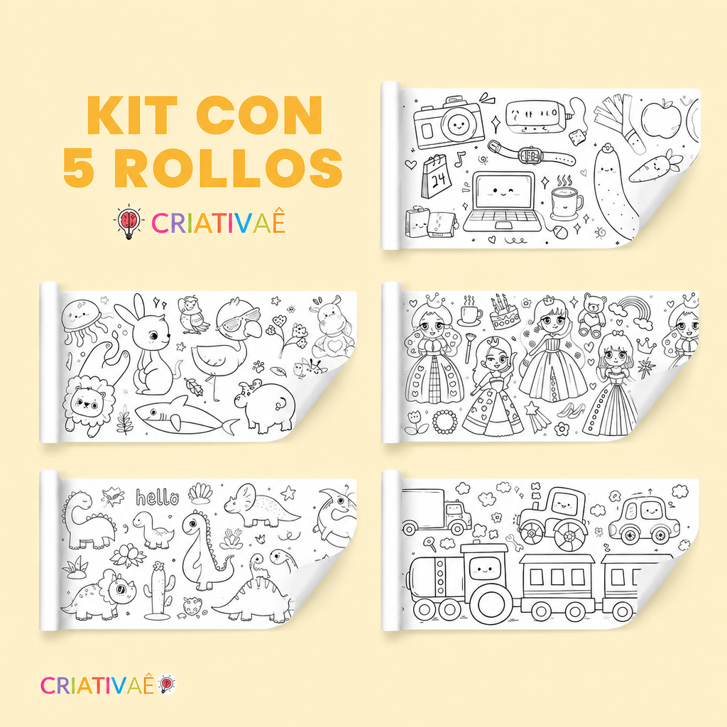 Rollo de Colorear Criativae - 3 Metros con Más de 1000 Dibujos