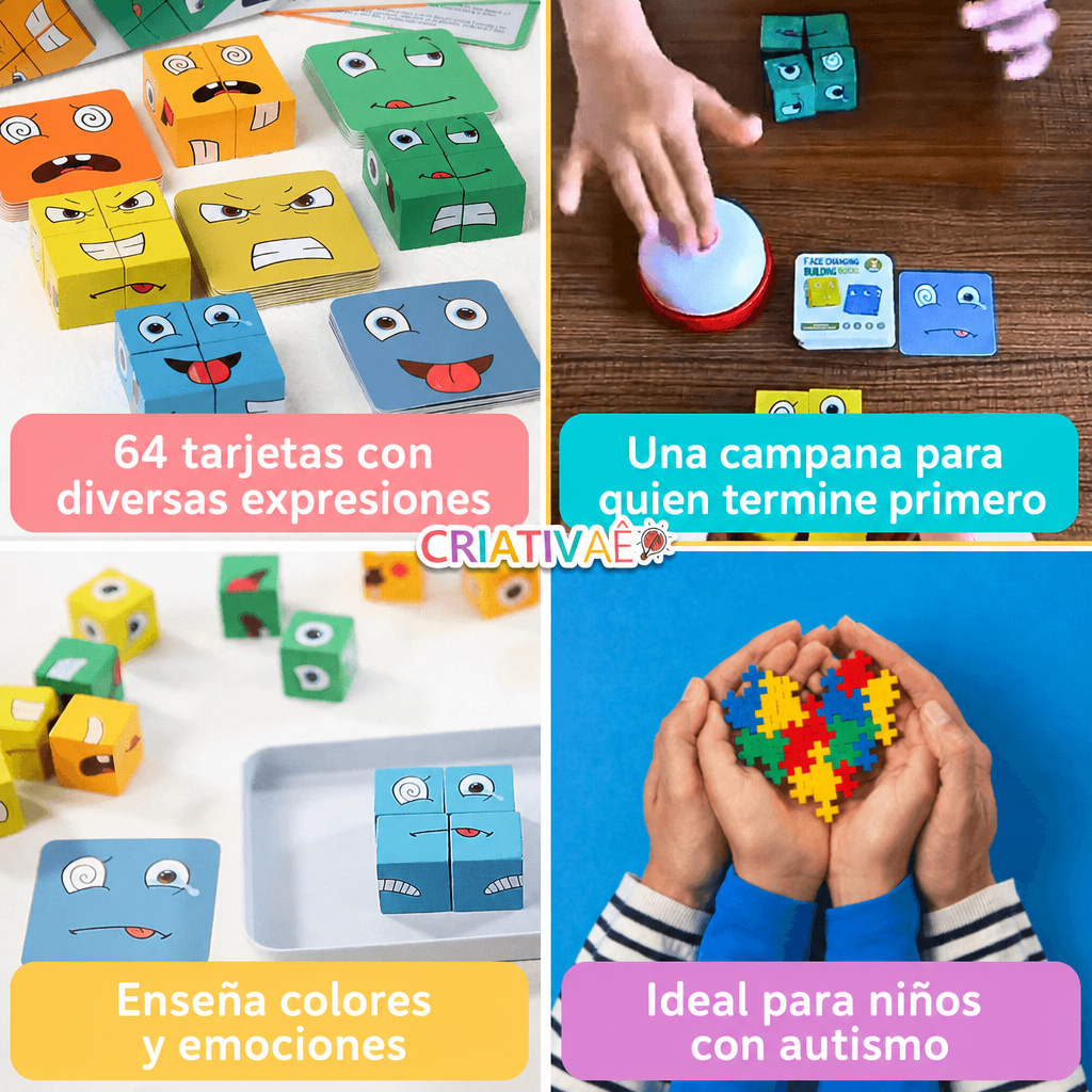 Cubo de Emociones Criativae - Juego de Madera para Nombrar lo que Siente
