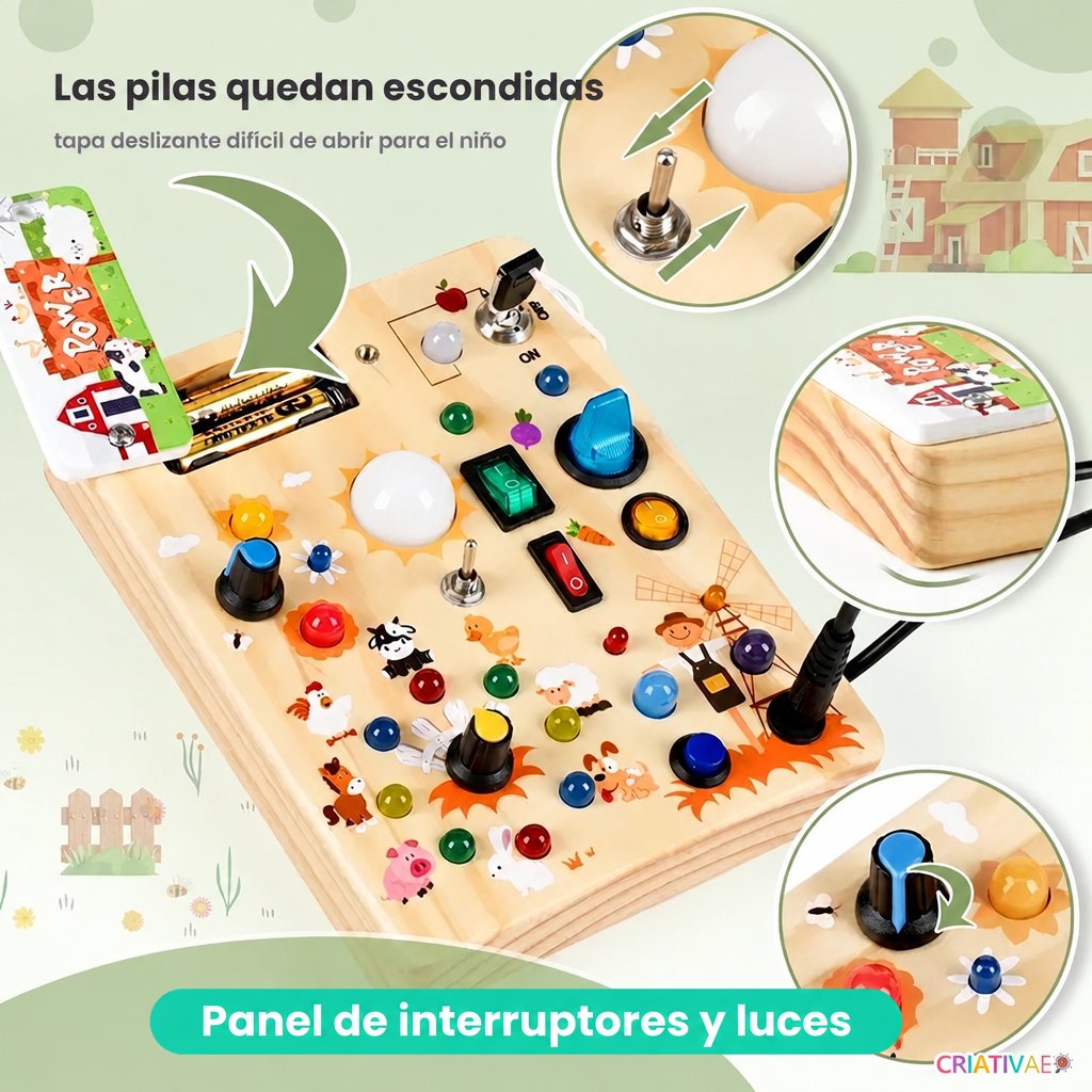 Busy Kids Criativae - Panel Sensorial Montessori con Luces
