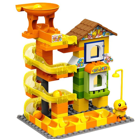 Yellow Duck Rolling Ball Track Construction Juego