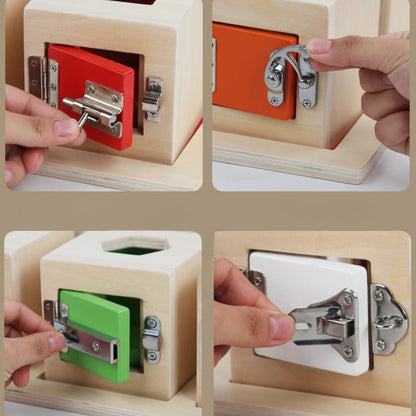 Juego Montessori de 6 Cajas con Cerraduras Individuales