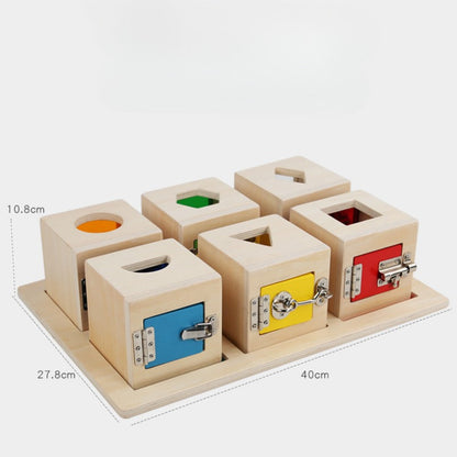 Juego Montessori de 6 Cajas con Cerraduras Individuales