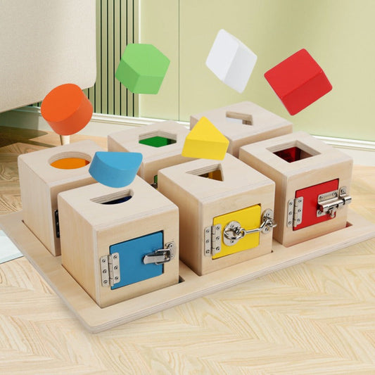 Juego of 6 Montessori Individual Lock Boxes