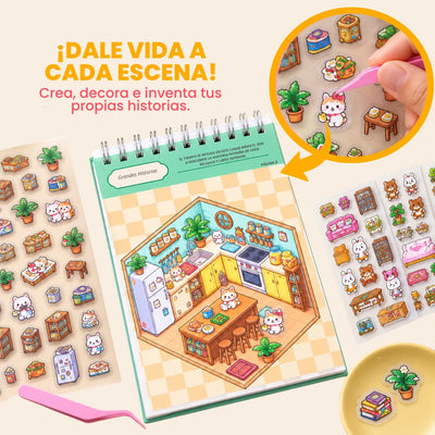 Minimundo Criativae - Libro de Pegatinas de Escenas 3D en Miniatura