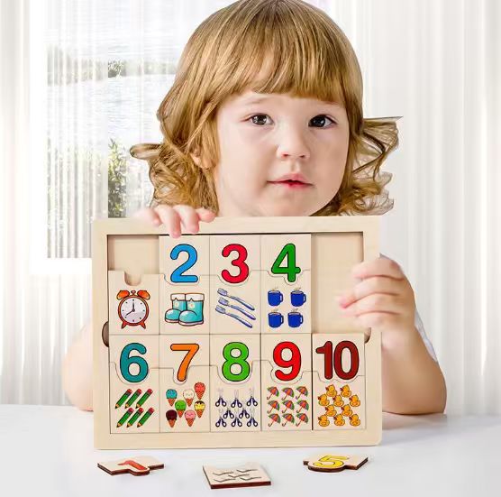 Rompecabezas Matemático Montessori de Madera para Niños - Tabla Logarítmica de Emparejar para Juego y Aprendizaje Educativo