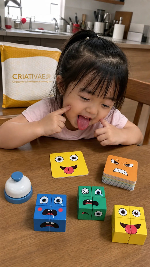 Cubo de Emociones Criativae - Juego de Madera para Nombrar lo que Siente