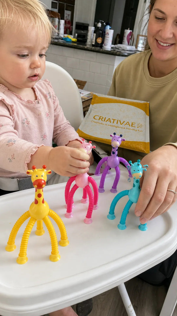 Giraffix Criativae - 4 Jirafas Sensoriales que se Estiran y se Pegan