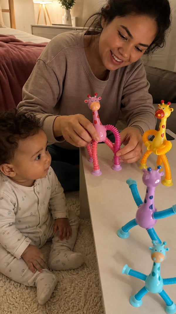 Giraffix Criativae - 4 Jirafas Sensoriales que se Estiran y se Pegan