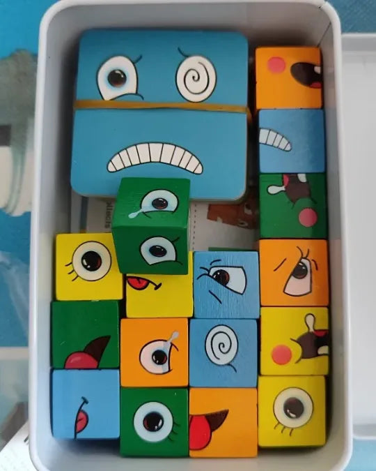 Cubo de Emociones Criativae - Juego de Madera para Nombrar lo que Siente