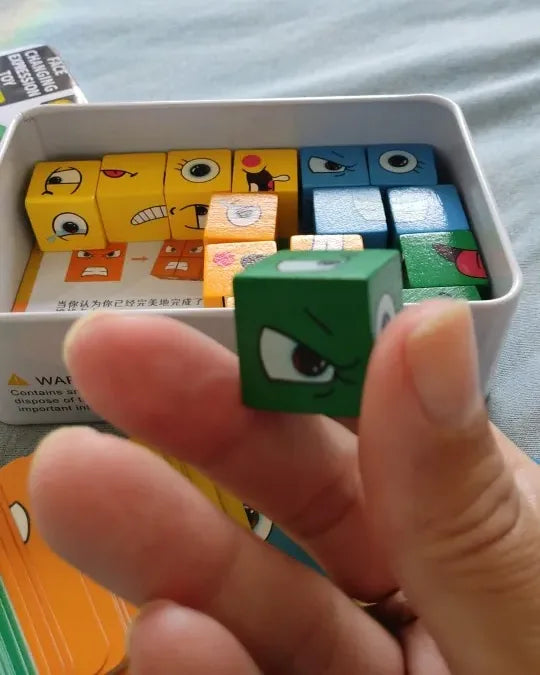 Cubo de Emociones Criativae - Juego de Madera para Nombrar lo que Siente