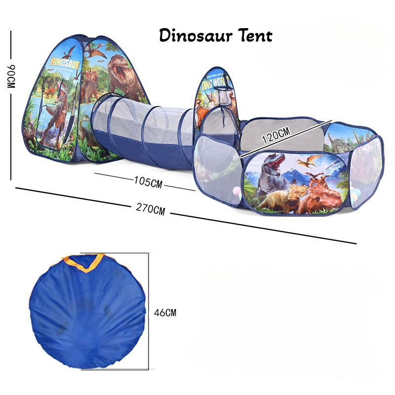 3-in-1 Dino Play Tent con Tunnel y Ball Pit - Foldable Indoor/Outdoor Diversión para Niños