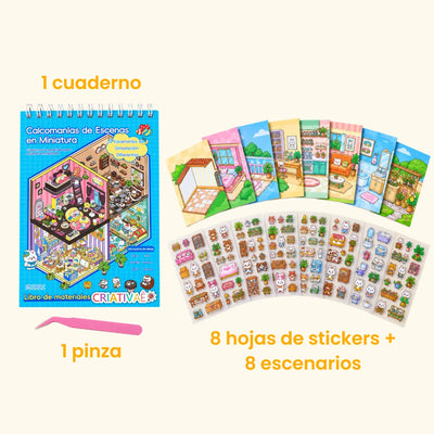 Minimundo Criativae - Libro de Pegatinas de Escenas 3D en Miniatura