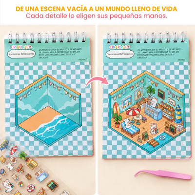 Minimundo Criativae - Libro de Pegatinas de Escenas 3D en Miniatura