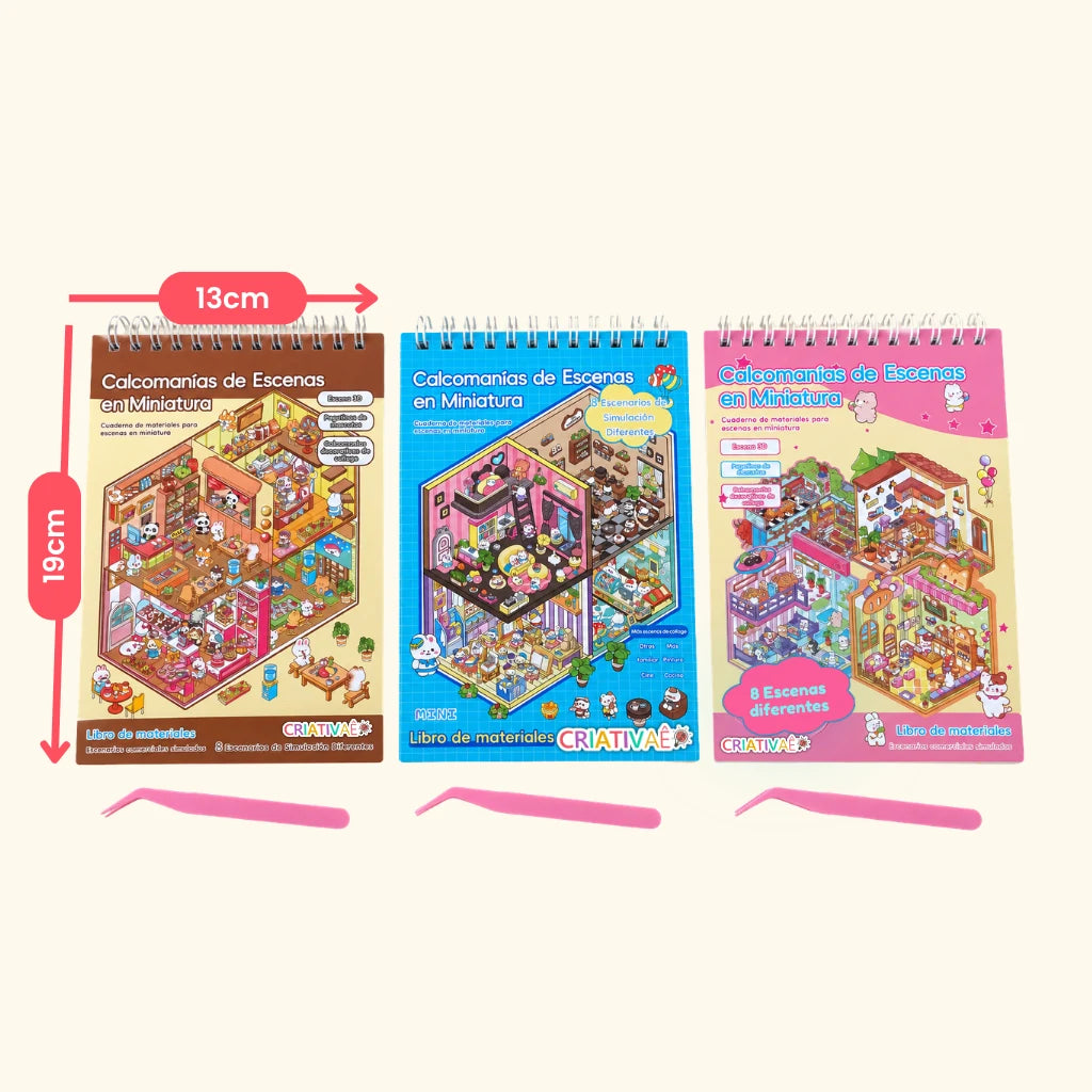 Minimundo Criativae - Libro de Pegatinas de Escenas 3D en Miniatura