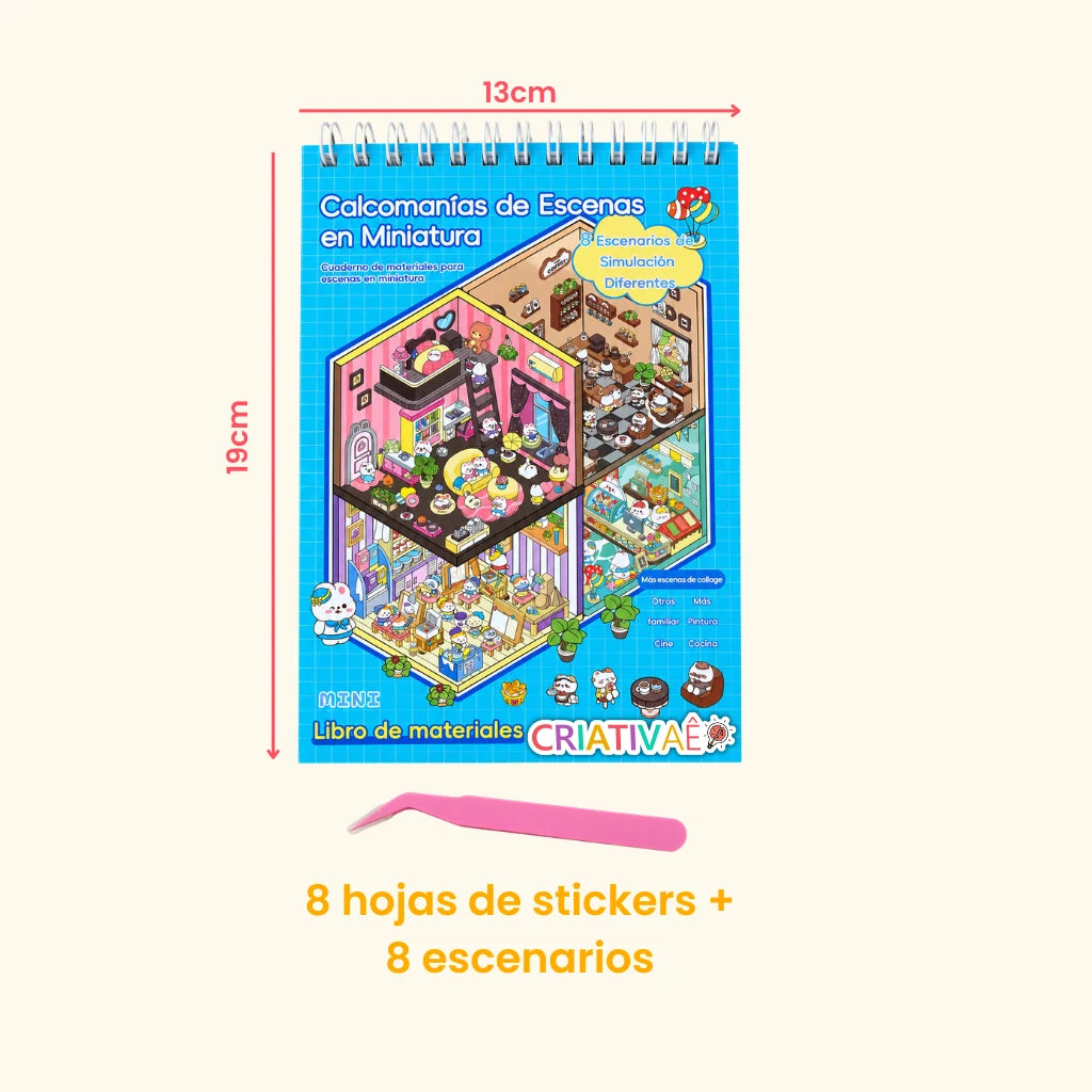 Minimundo Criativae - Libro de Pegatinas de Escenas 3D en Miniatura