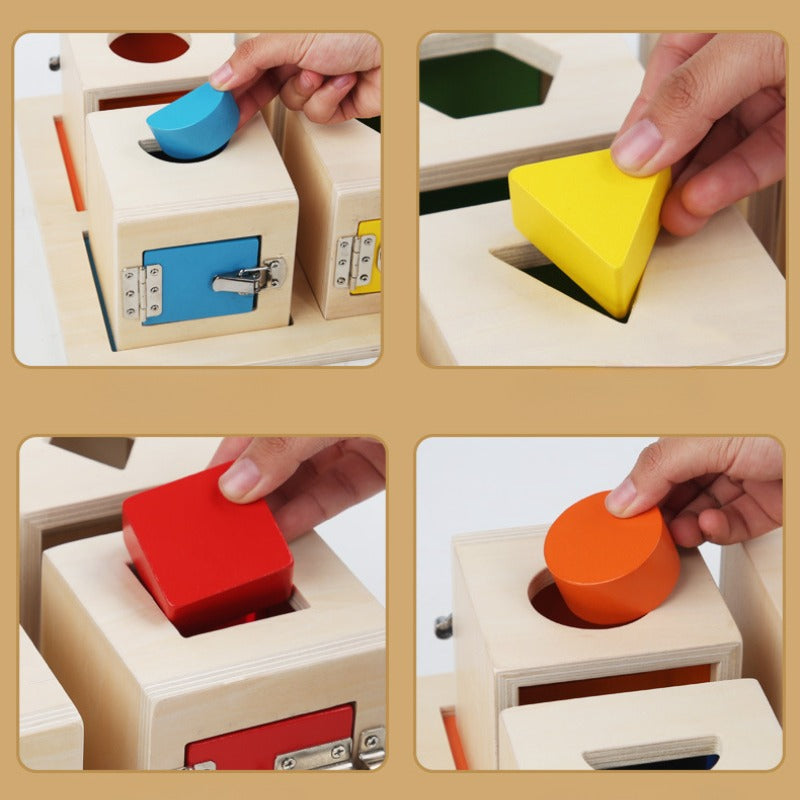Juego Montessori de 6 Cajas con Cerraduras Individuales