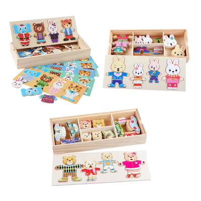 Rompecabezas de Madera para Vestir Animalitos Kit Completo – 3 Modelos ⭐ Súper Oferta
