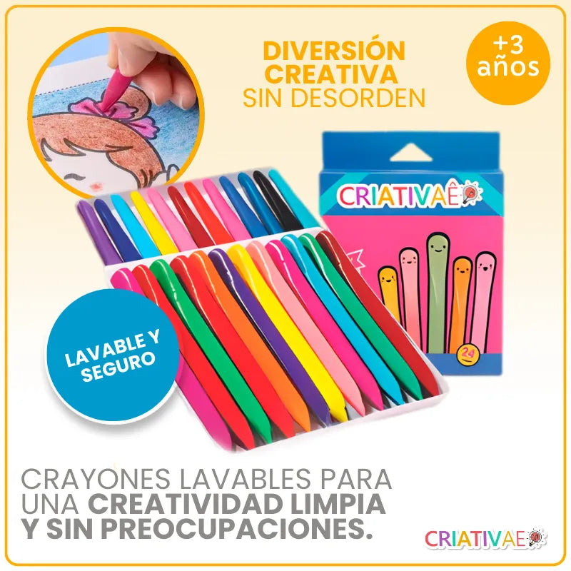 Crayones Lavables y No Tóxicos para Niños – Arte Infantil Segura | CRIATIVAE