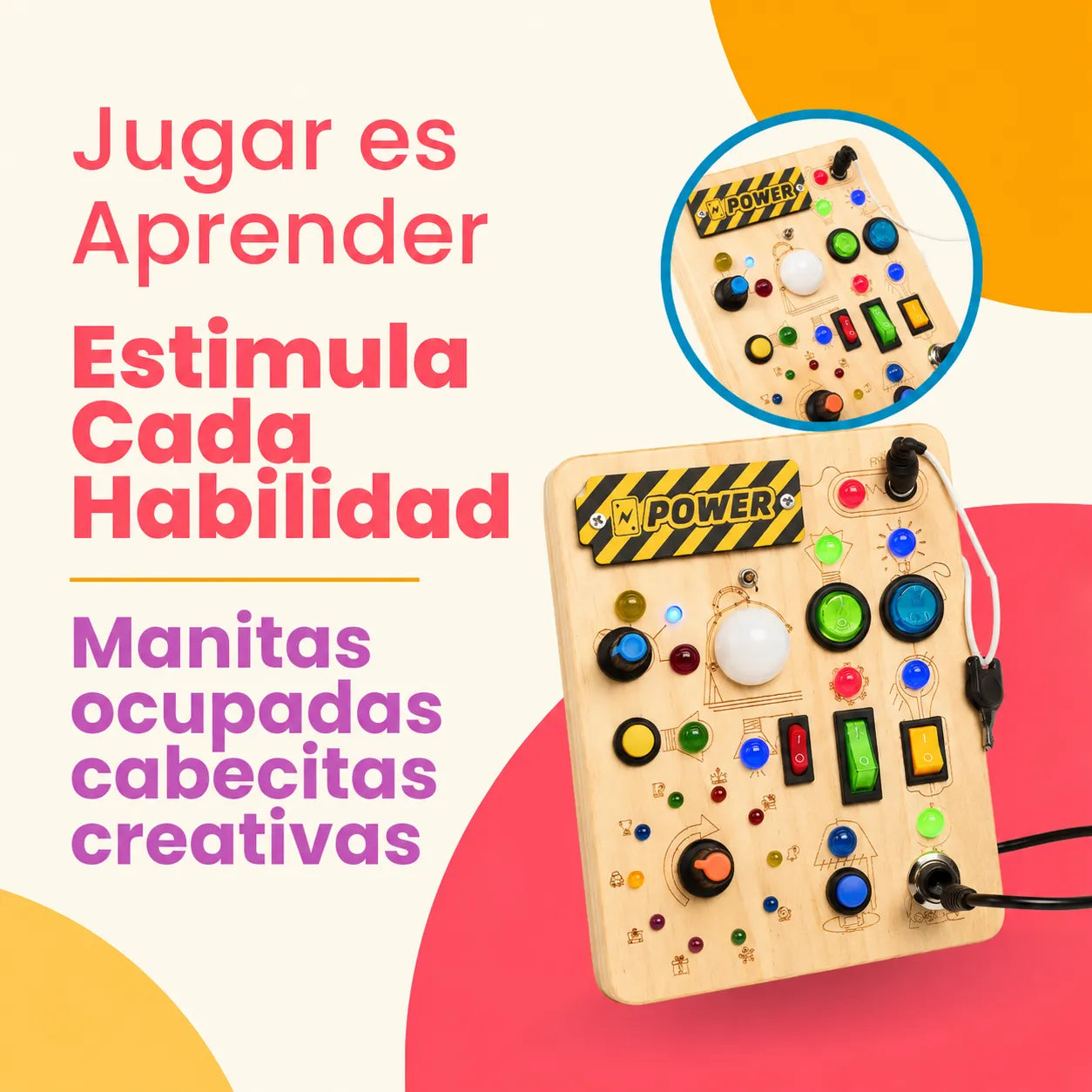 Busy Board Montessori de Madera – Panel Sensorial Interactivo Criativae
