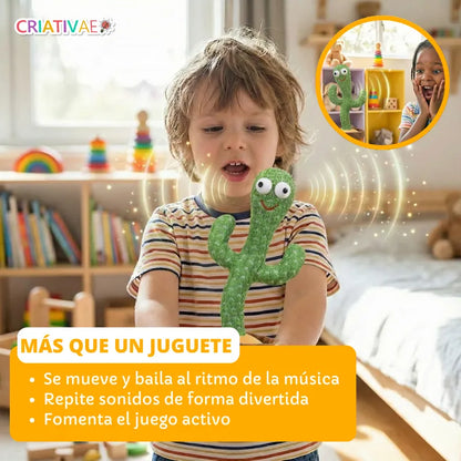 Cacto Bailarín Parlante de Peluche para Bebés – Juguete Interactivo con Sonidos, Baile y Estimulación Sensorial | CRIATIVAE