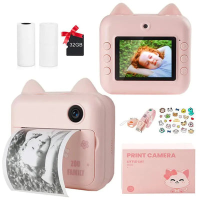 Cámara Infantil CamKids con Impresión Instantánea Gato rosa