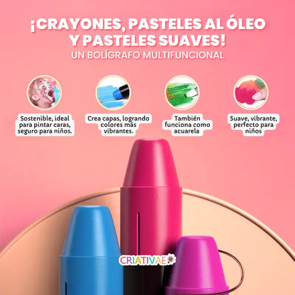 Crayones Jumbo Giratorios Criativae – Colores Vivos, Manitas Felices | CRIATIVAE