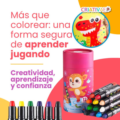 Crayones Jumbo Giratorios Criativae – Colores Vivos, Manitas Felices | CRIATIVAE