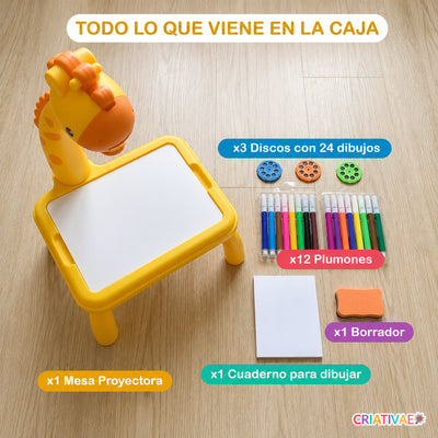 Mesa Proyector Chido para Dibujo Infantil | Pizarrón Mágico con Luz LED y 24 Diseños Chidos | Juguete Educativo Anti-Pantallas | CRIATIVAE