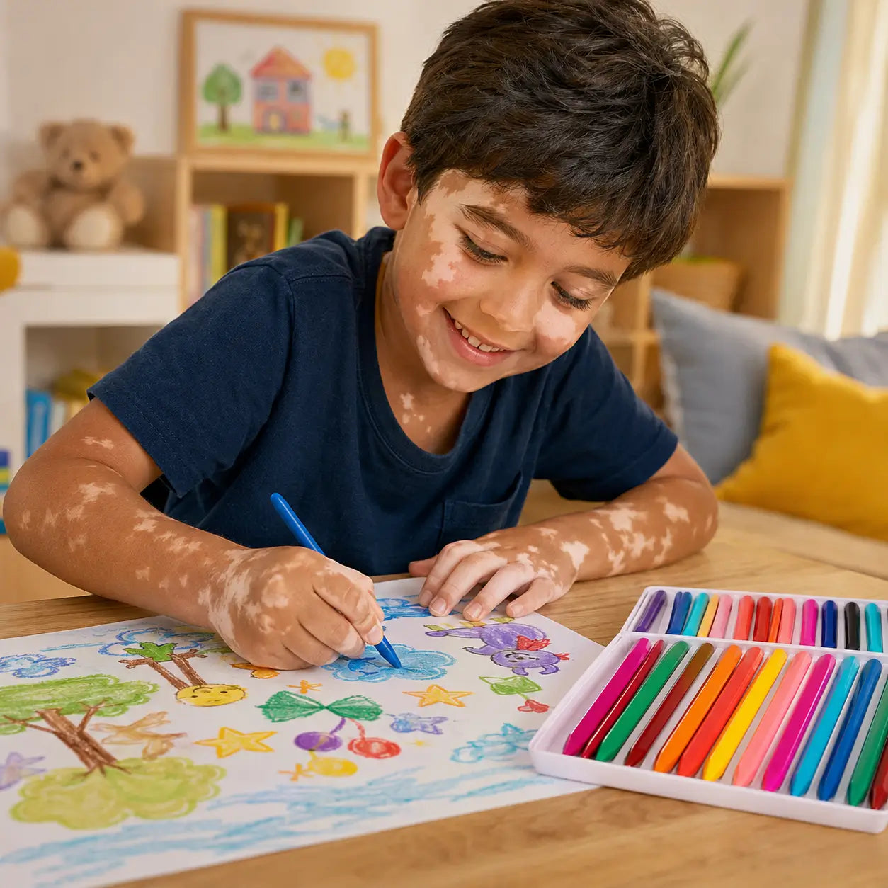 Después — Crayones Limpios Criativae - Crayones Triangulares que No Manchan las Manos