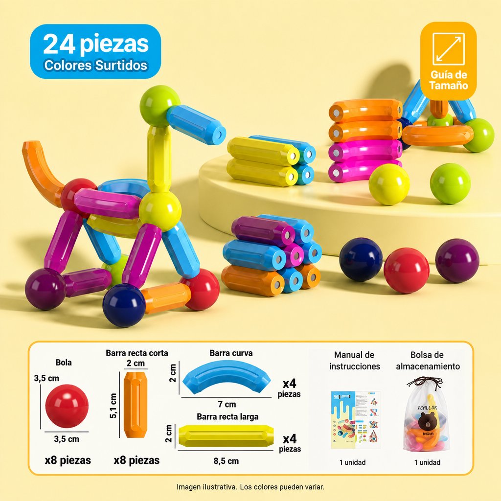 Magna Kids Criativae - Varillas y Esferas Magnéticas para Construir sin Fuerza