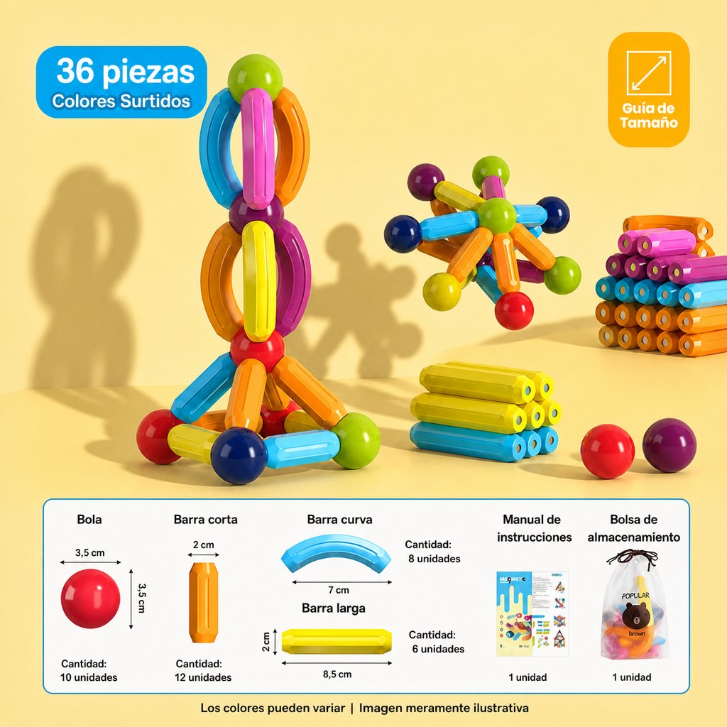 Magna Kids Criativae - Varillas y Esferas Magnéticas para Construir sin Fuerza
