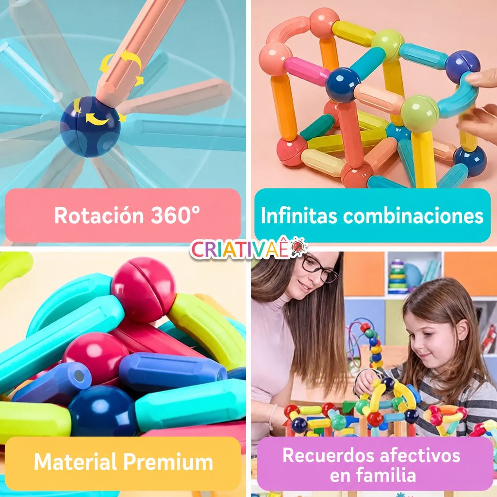 Magna Kids Criativae - Varillas y Esferas Magnéticas para Construir sin Fuerza