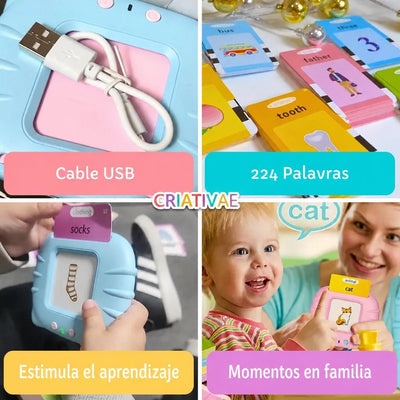 Card Kids Criativae - Tarjetas Parlantes Educativas - 224 Palabras en Inglés