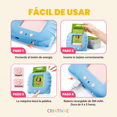 Card Kids Criativae - Tarjetas Parlantes Educativas - 224 Palabras en Inglés