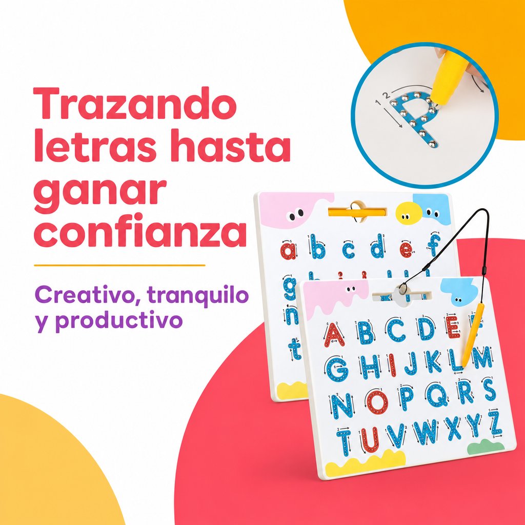 Tablero Mágico ABC Criativae - Tablero Magnético de Trazado de Letras de Doble Cara