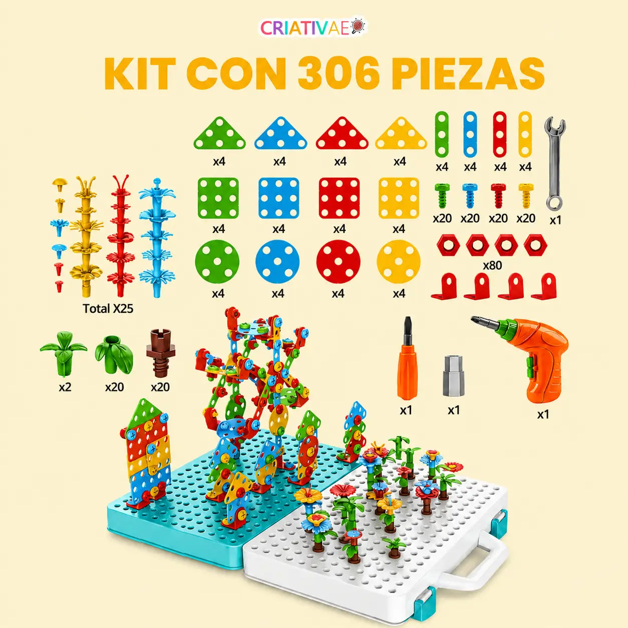 Tecto3D Criativae - Set de Taladro y Construcción para Niños