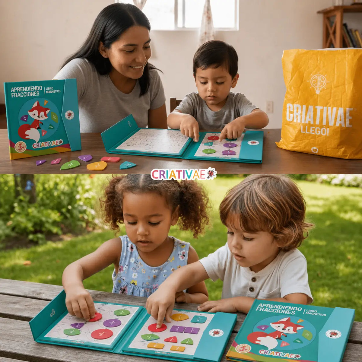 Libro Montessori Didáctico Magnético de Fracciones - Criativae
